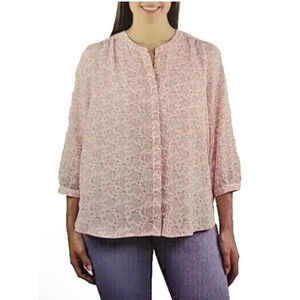 Jachs Girlfriend Ladies' 3/4 Sleeve Blouse, Pink, Size L